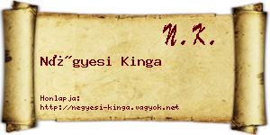 Négyesi Kinga névjegykártya